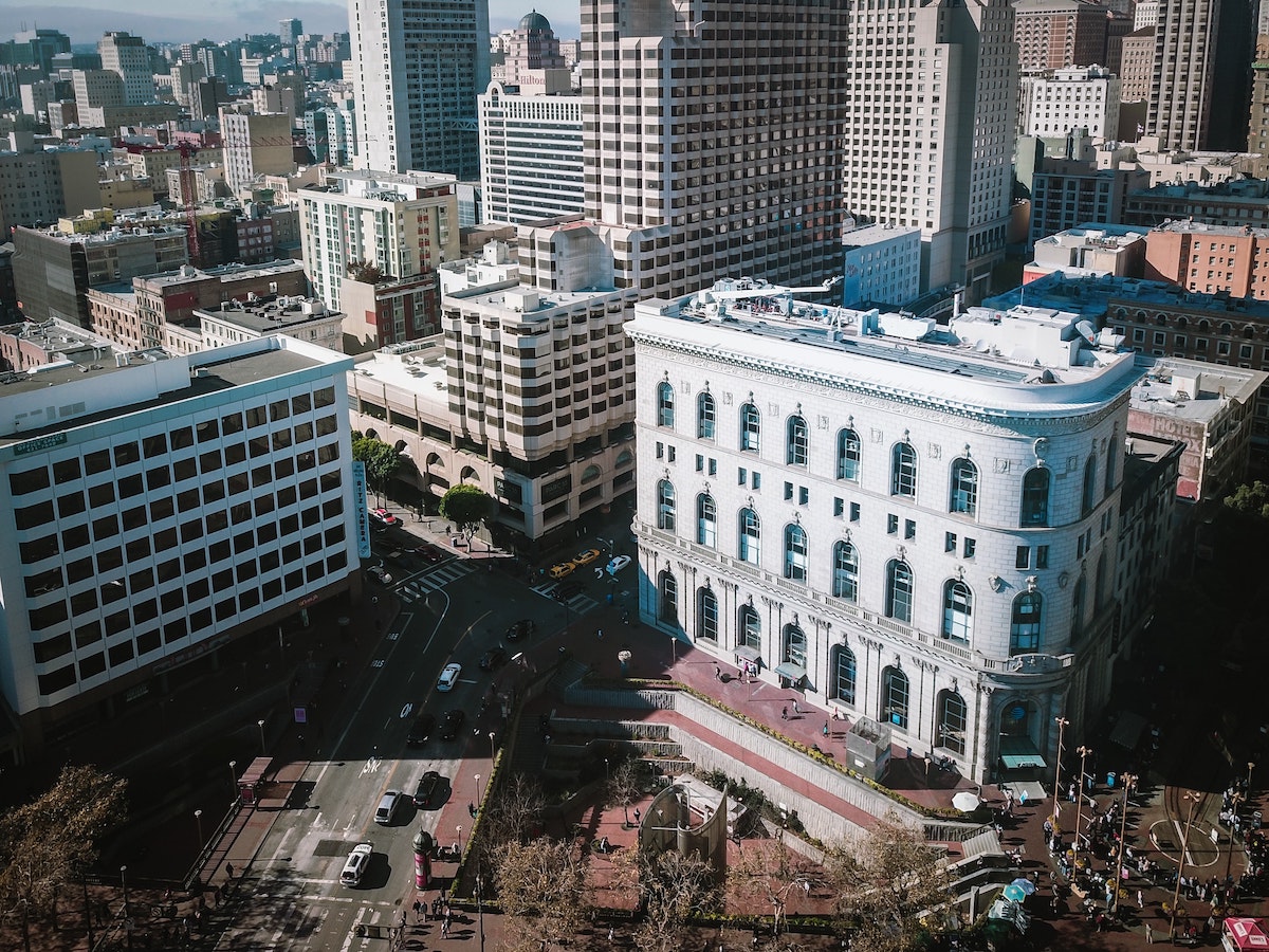 An aerial view of Market Street