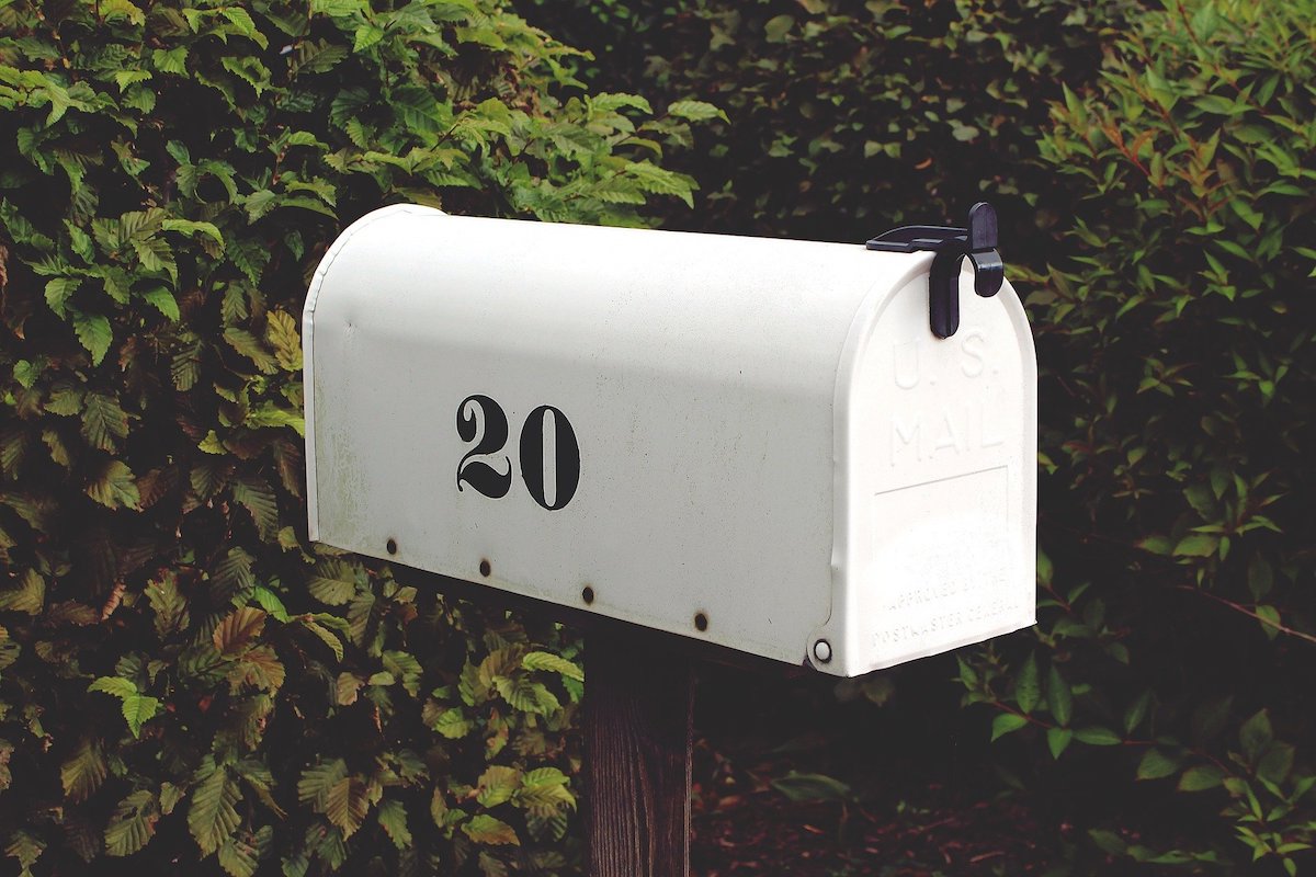 A mailbox with the number 20