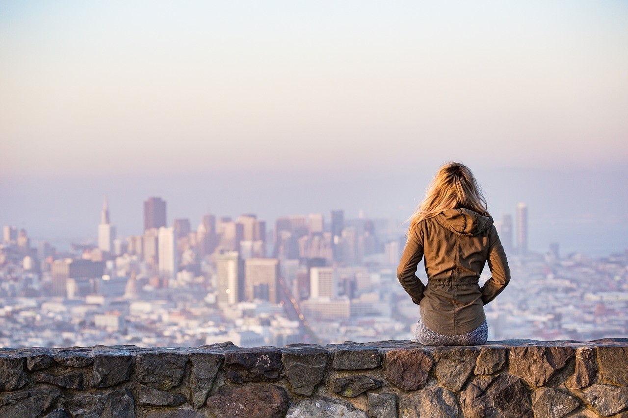 Person looking out over the city