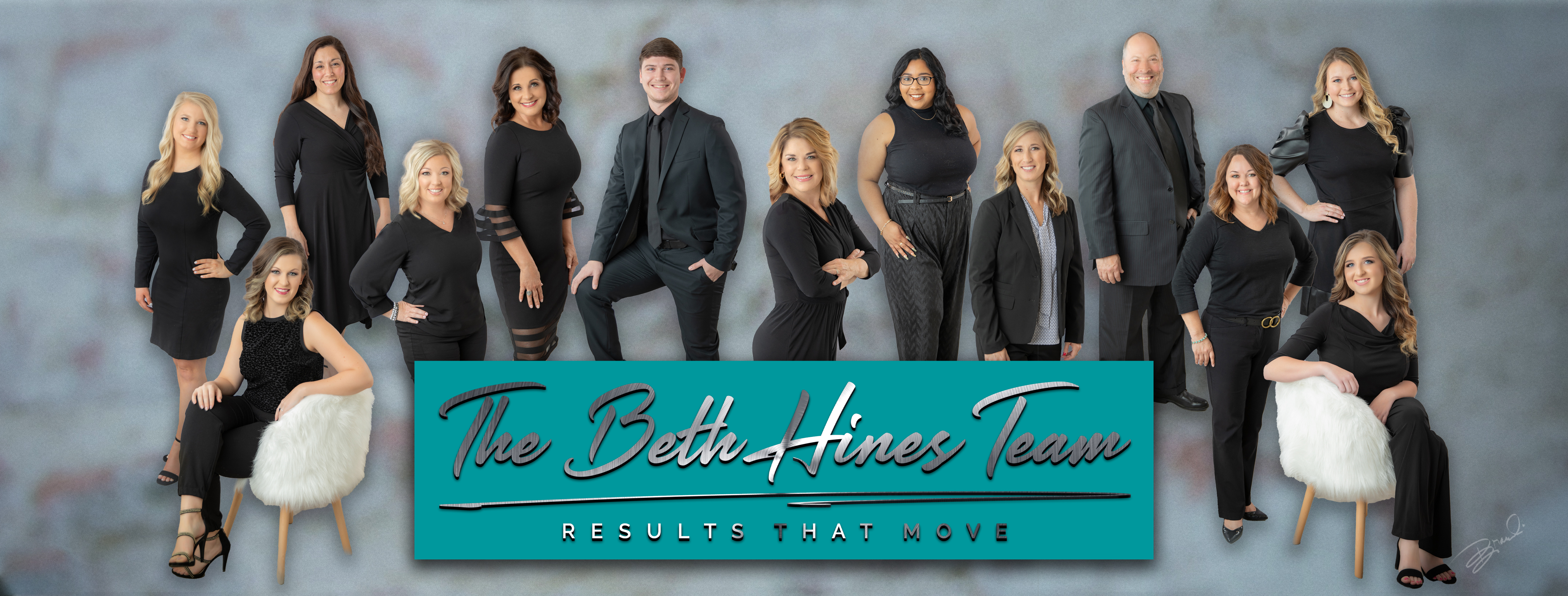 Beth's team on a sunny front porch