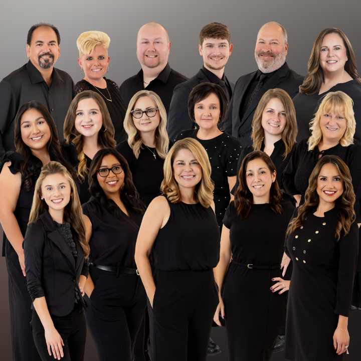 Beth's team with logo in front