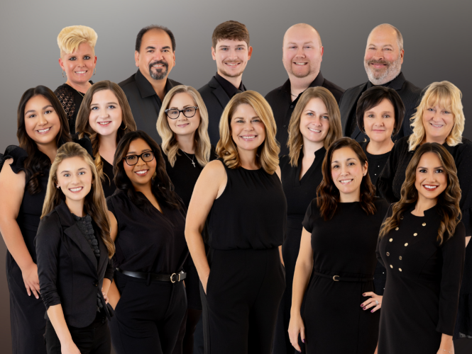 Beth's team with logo in front