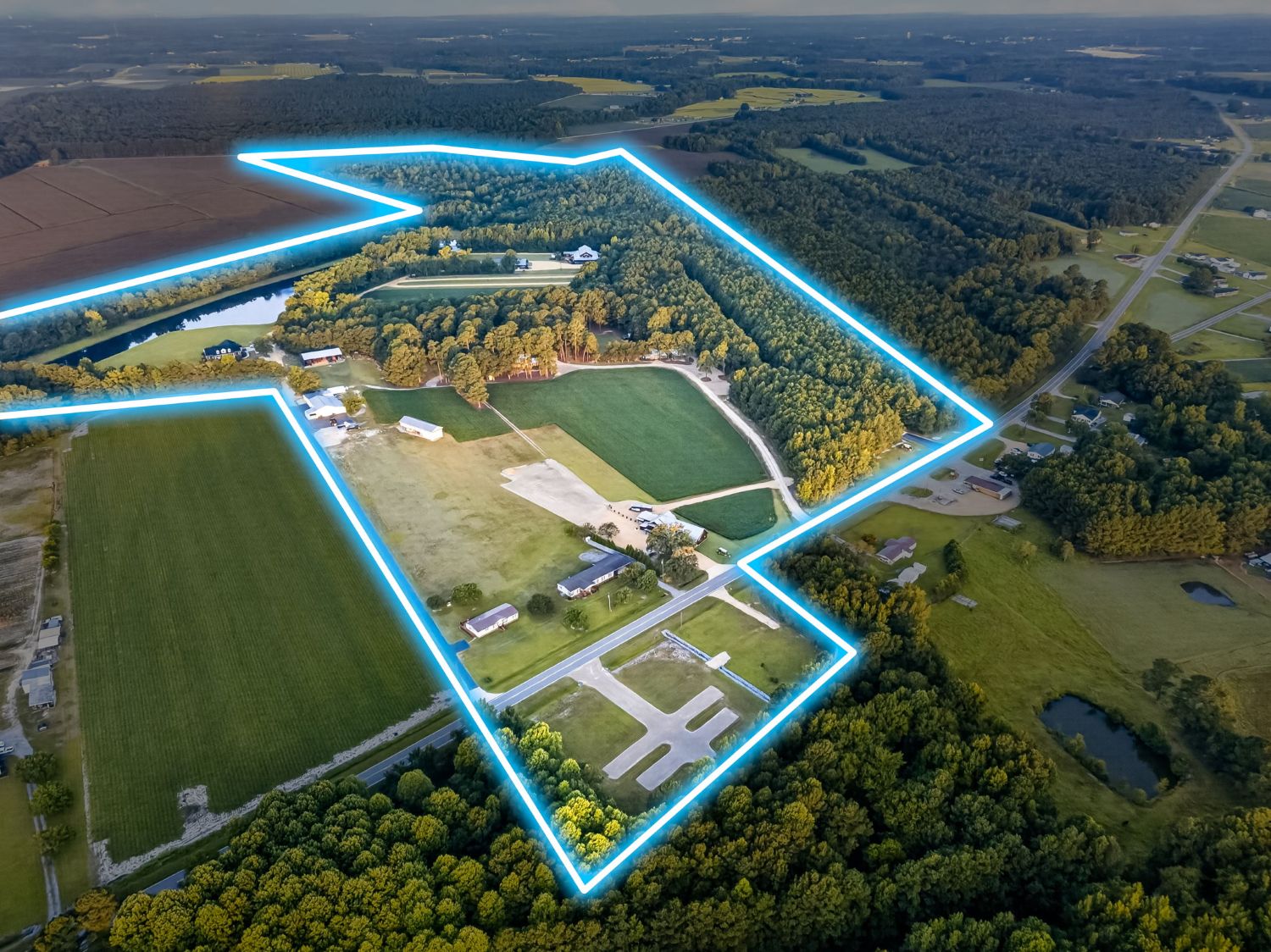 Labeled aerial master plan of the Broadslab property