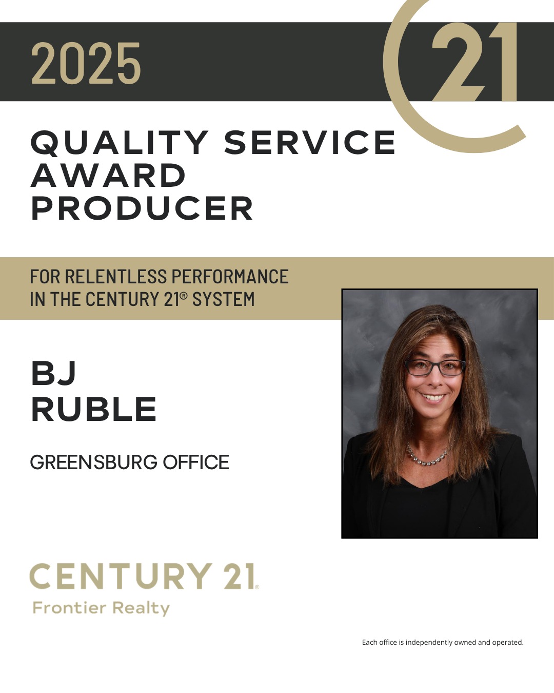 BJ Ruble Quality Service Award