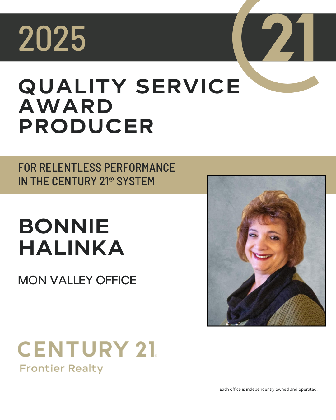 Bonnie Halinka Quality Service Award
