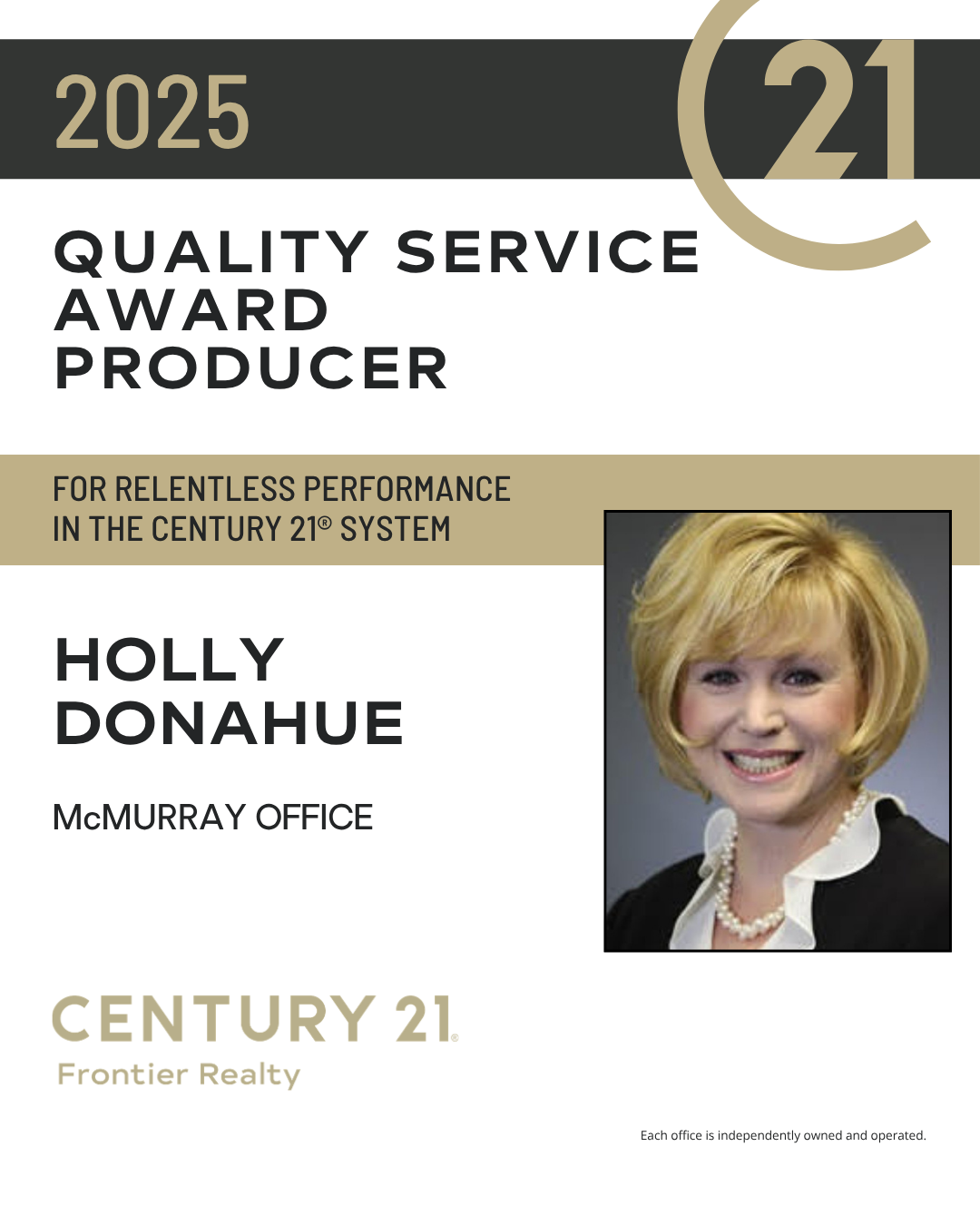 Holly Donahue Quality Service Award