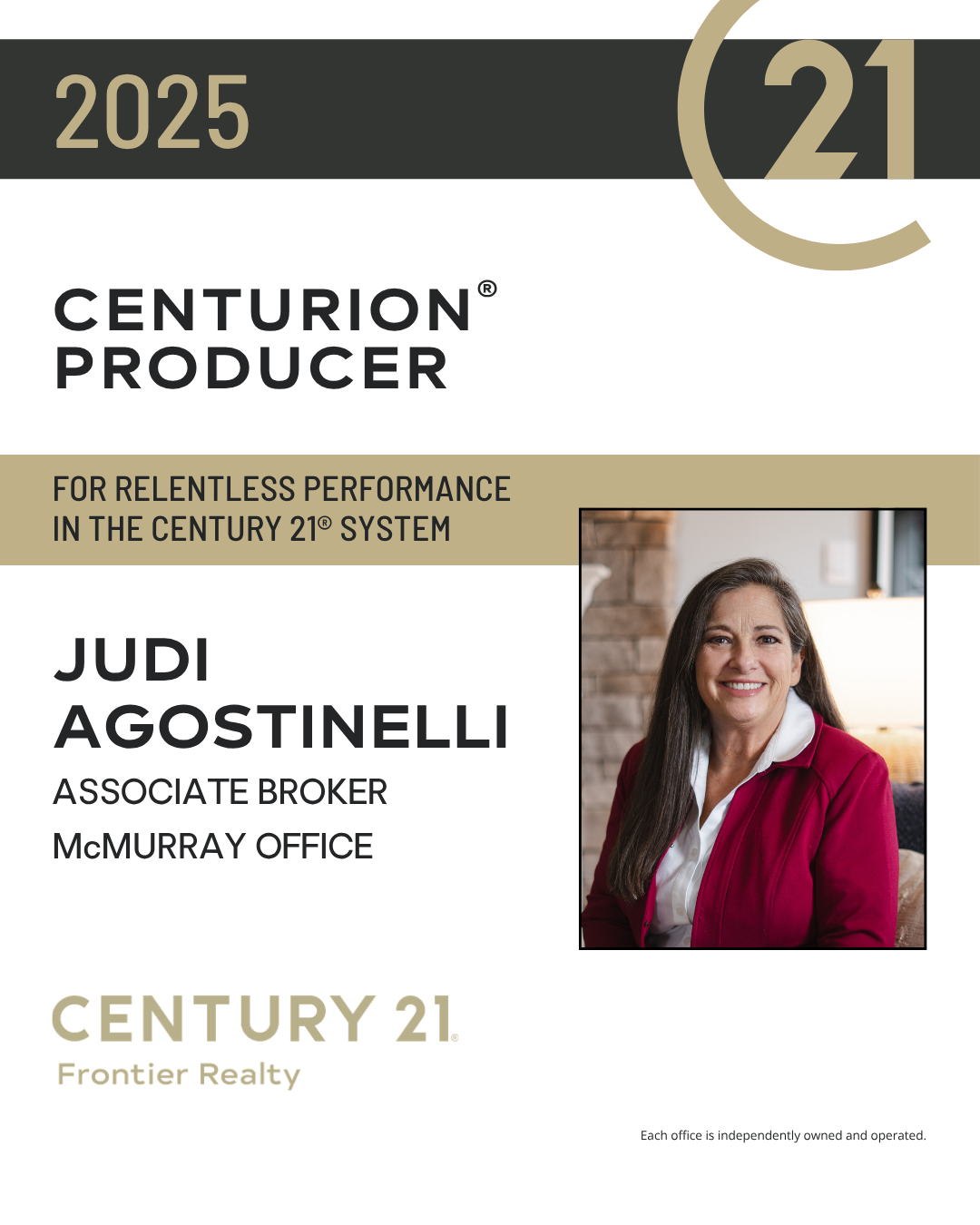 Judi Agostinelli CENTURION Award