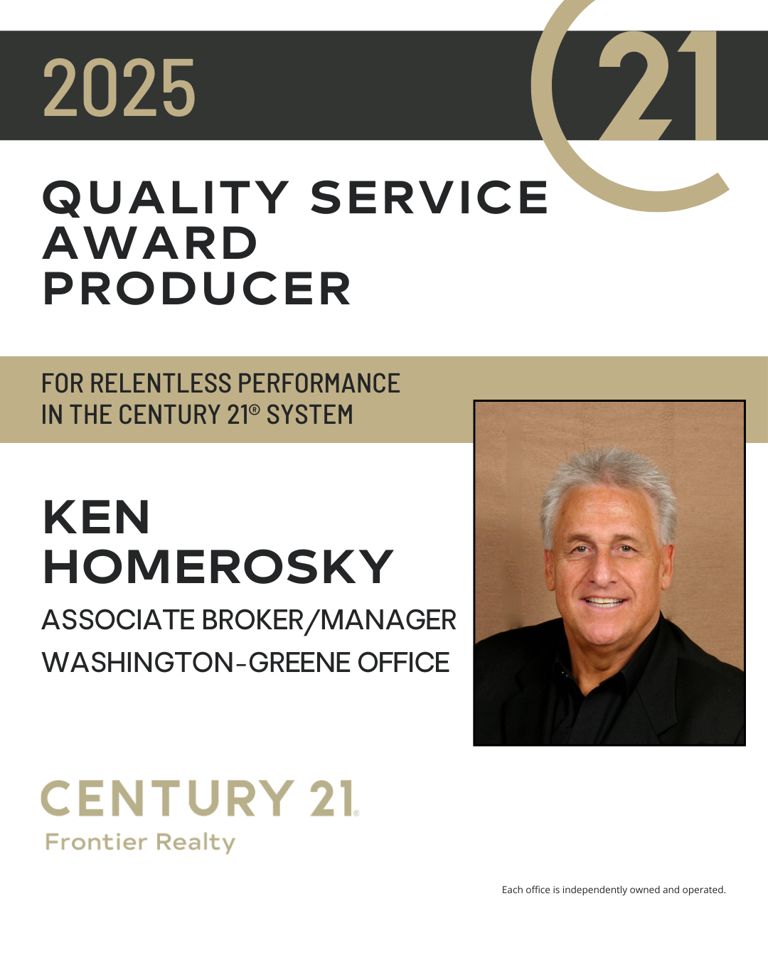 Ken Homerosky Quality Service Award