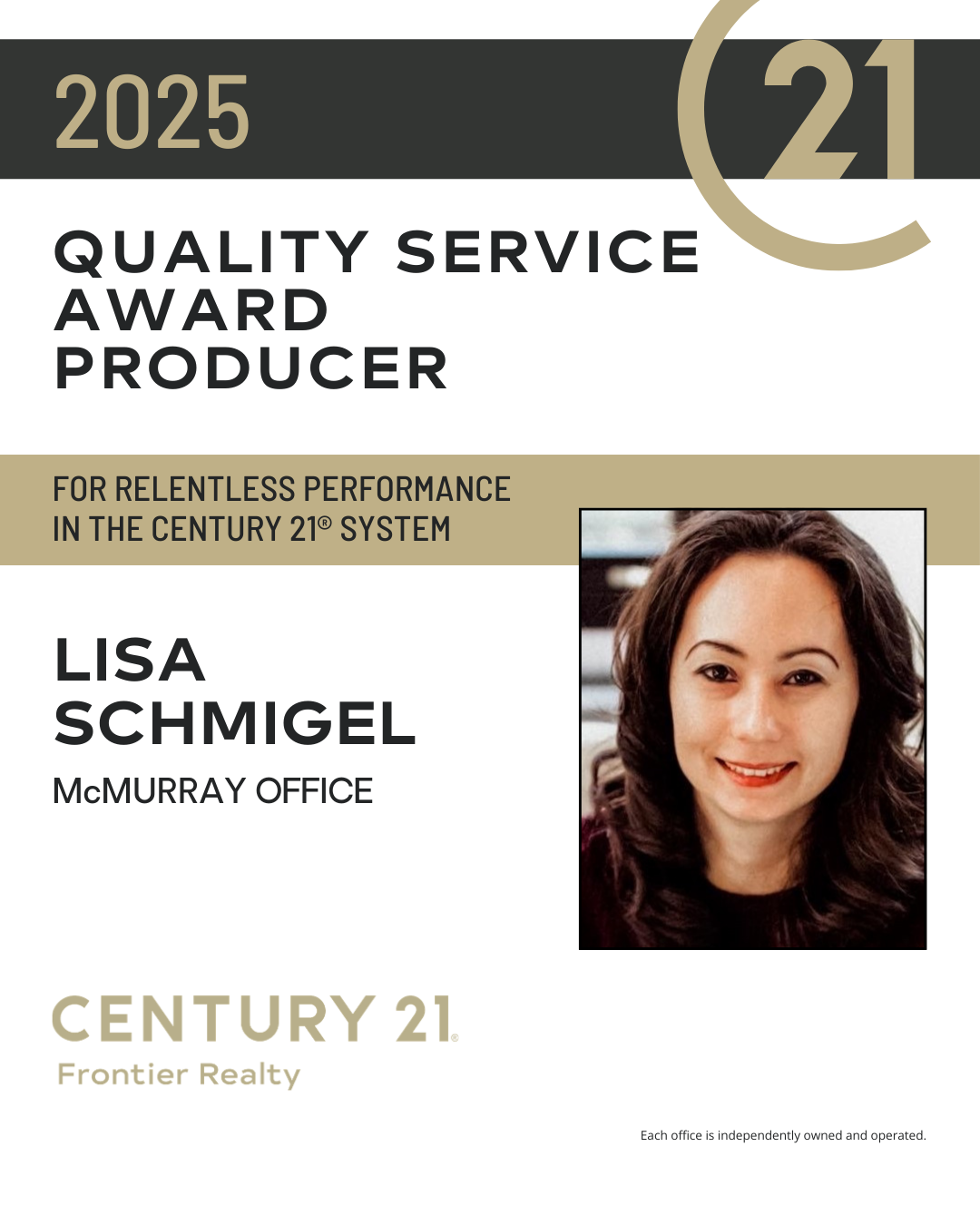 Lisa Schmigel Quality Service Award