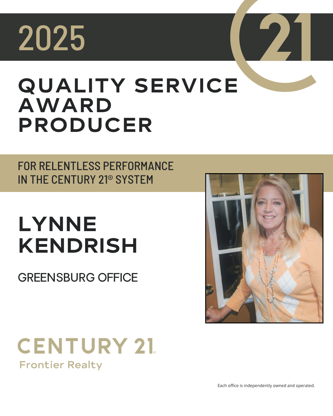 Lynne Kendrish Quality Service Award
