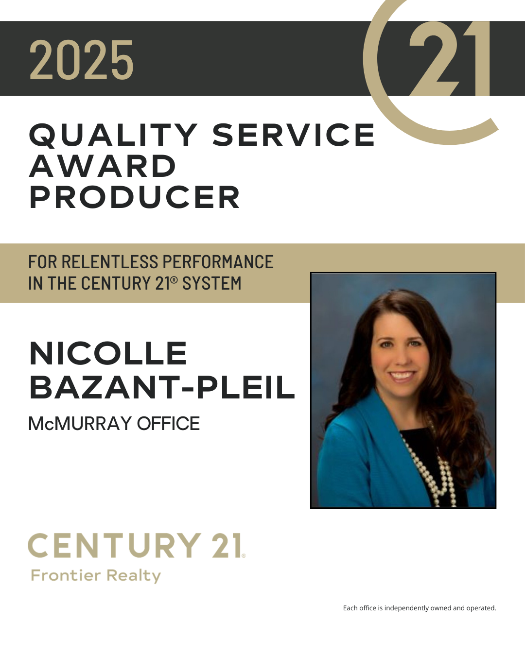 Nicolle Bazant-Pleil Quality Service Award