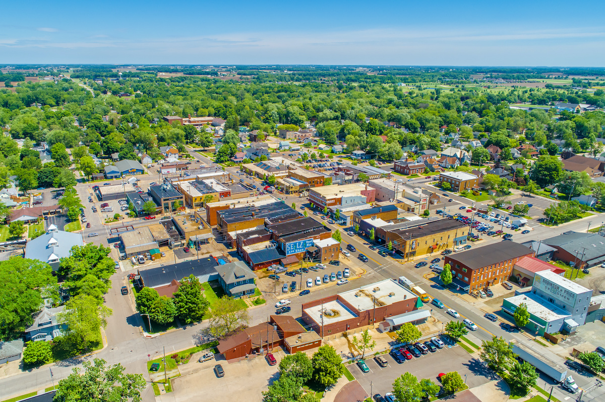 Washington-Greene small town and surrounding trees