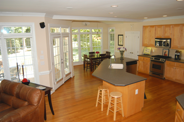 Kitchen to breakfast area full wall of windows