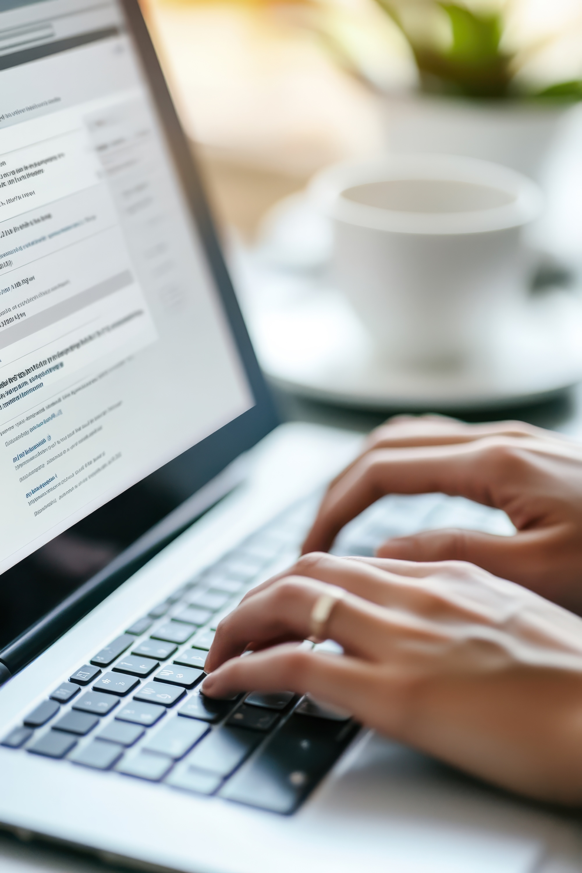  person filling out application on laptop