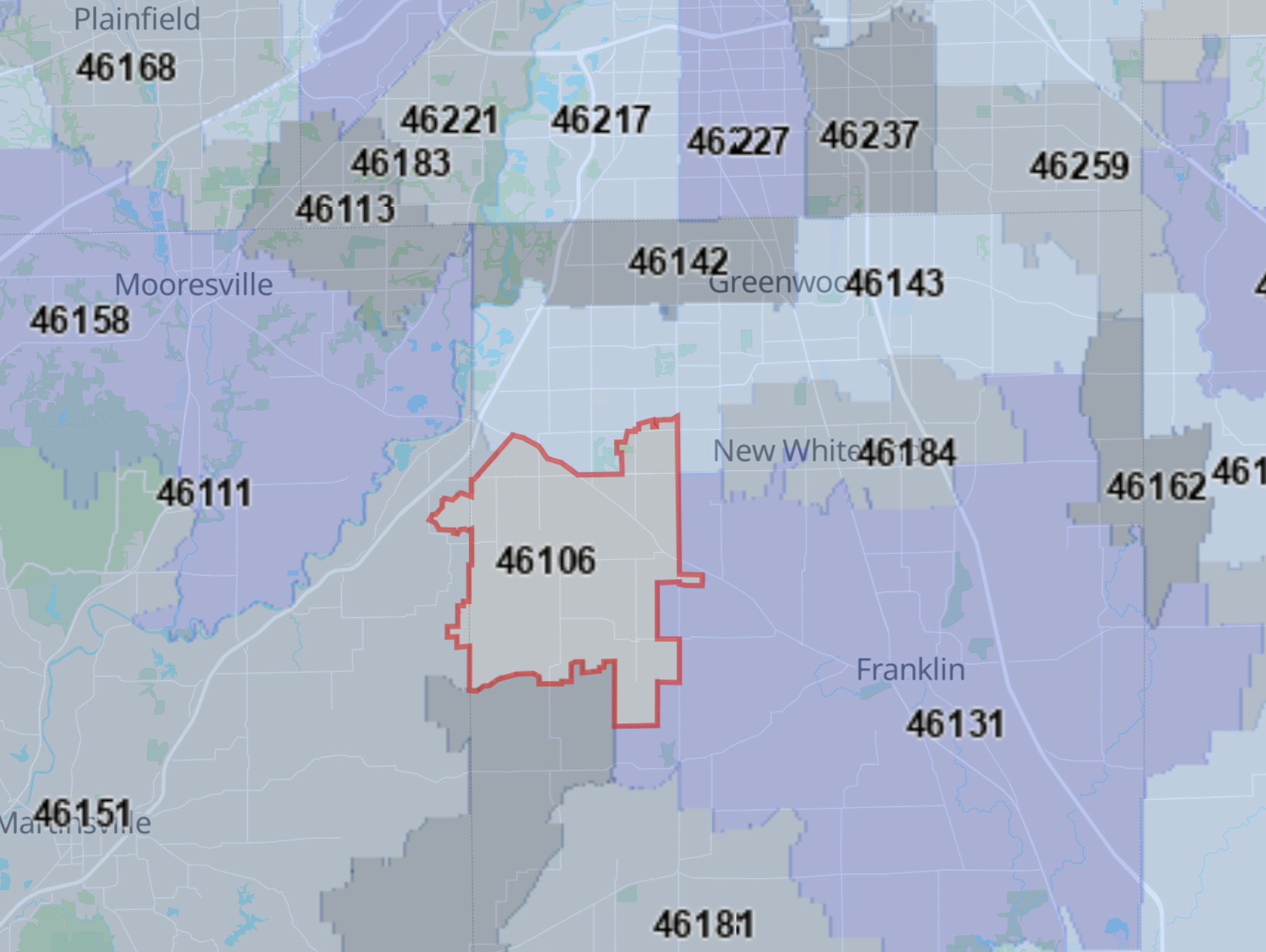 Bargersville Zip Code Map zones