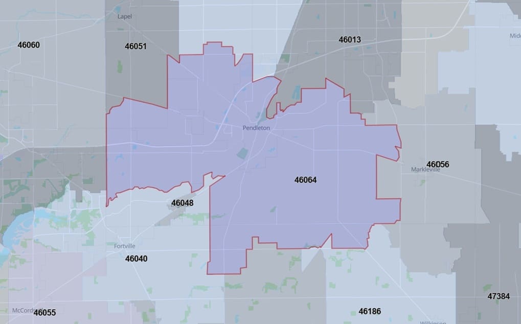 Zip Code Map zones46064