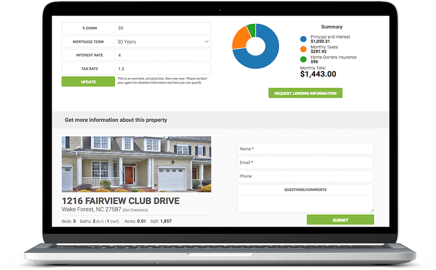 mortgage calculator on a property page