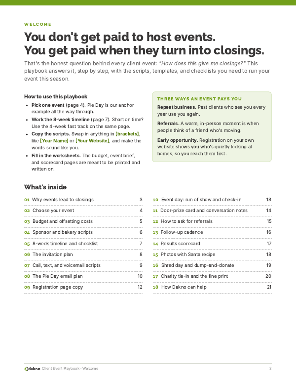 Client Event Playbook page 2