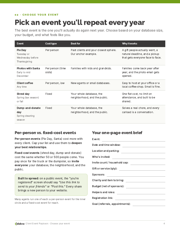 Client Event Playbook page 4