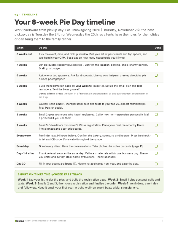 Client Event Playbook page 7