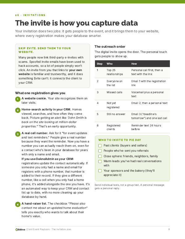 Client Event Playbook page 8