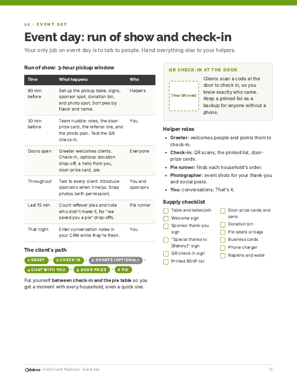 Client Event Playbook page 13