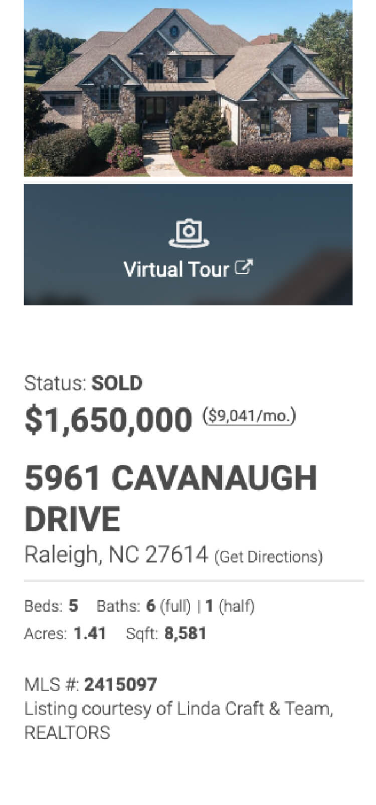 Large stone home with landscaping | 5961 Cavanaugh Dr | Status: Sold | $1,650,000
