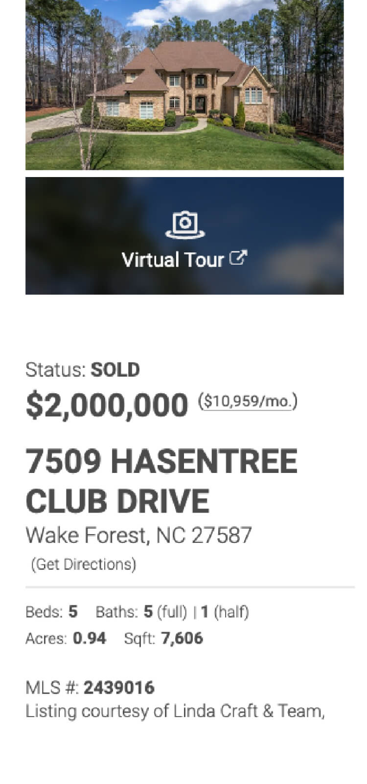 Large home with green lawn | 7509 Hasentree Club Dr | Status: Sold | $2,000,000