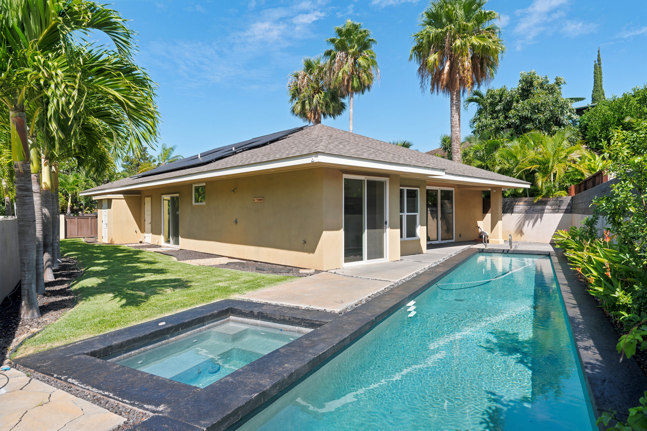 45-foot heated lap pool & spa: 