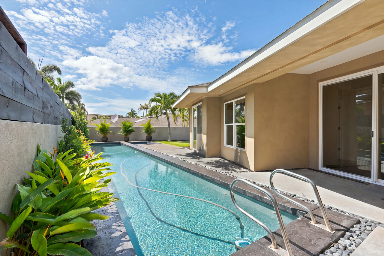 45-foot heated lap pool & spa: 