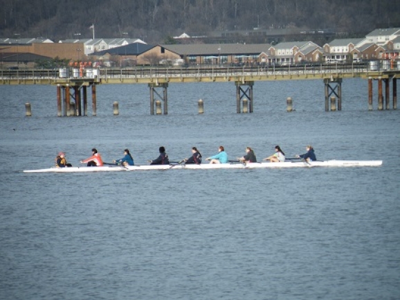 team of rowers on the Potomac River
