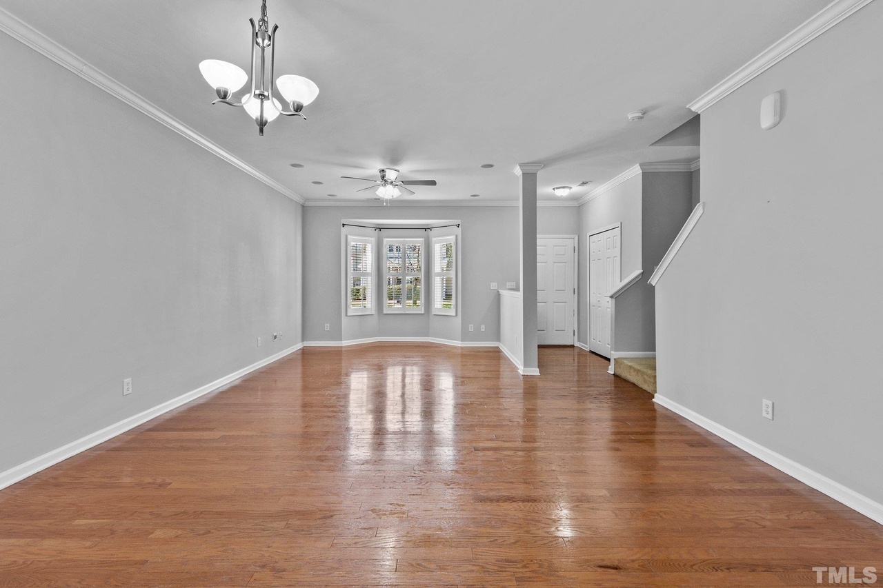 Entry and living room of Widewaters Village townhome in Knightdale NC