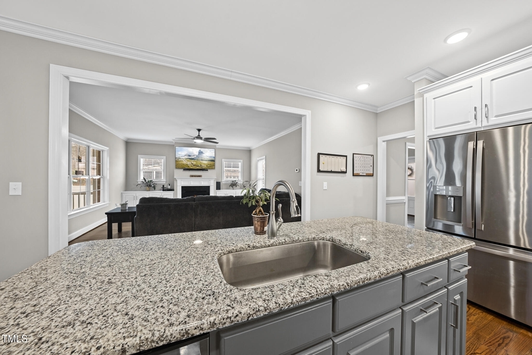 Kitchen island in The Landing At Cooper Fields subdivision in Nashville NC