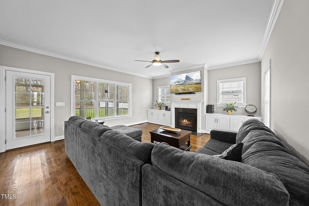 Living room in a home in The Landing At Cooper Fields in Nashville NC