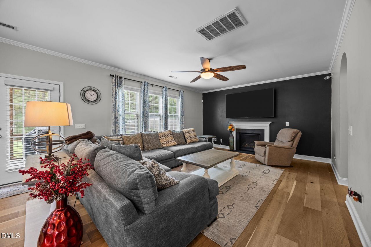 Living Room With Fireplace in a Weavers Pond Home