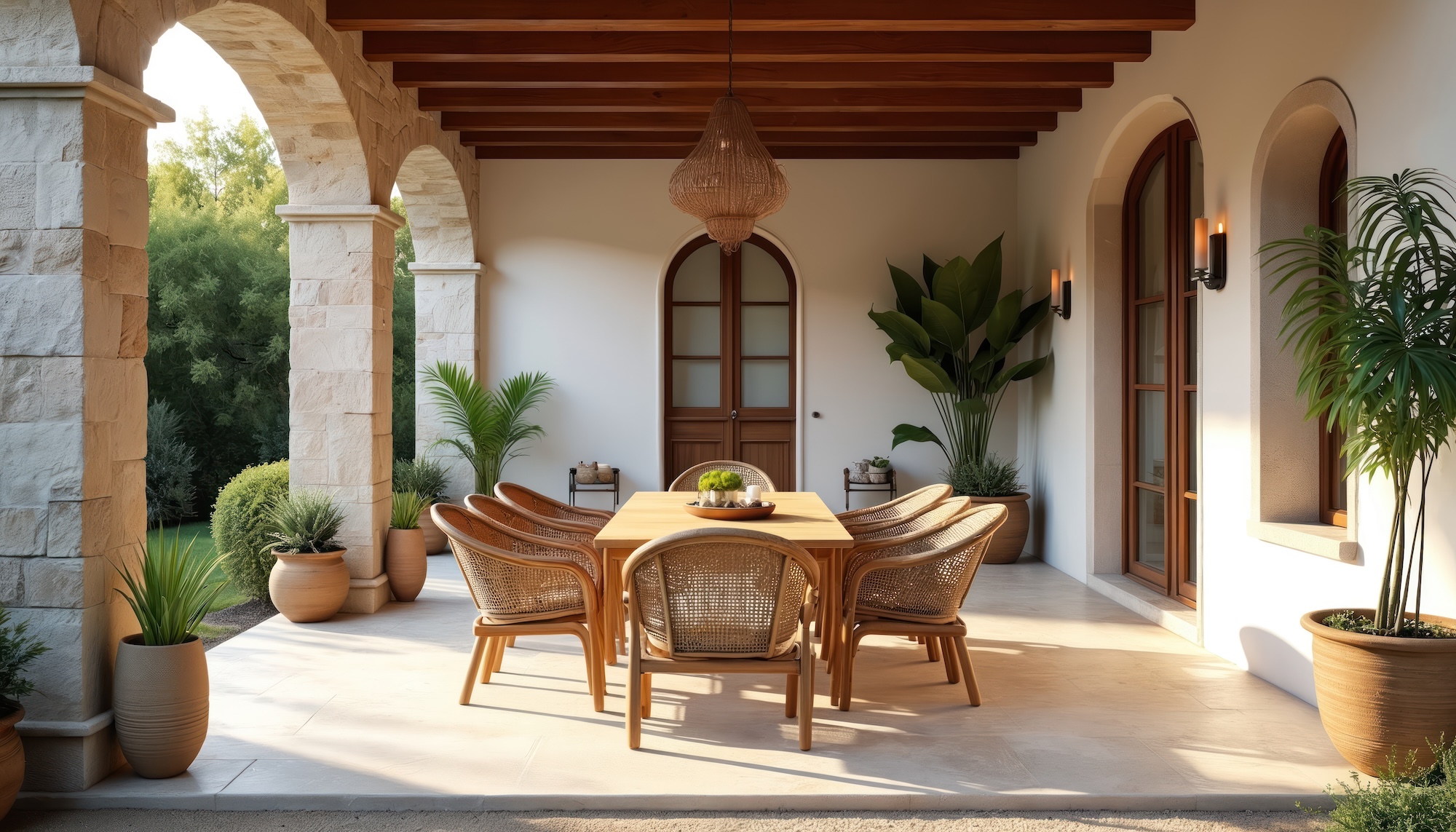 outdoor patio meditteranian inspired home