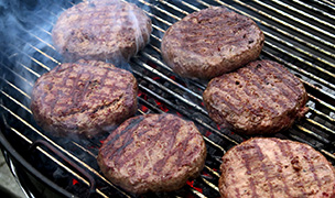 Burgers on the grill along Knightdale Blvd