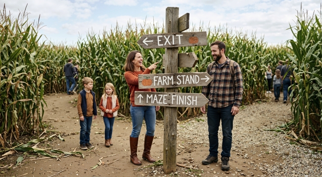family corn maze autumn farm