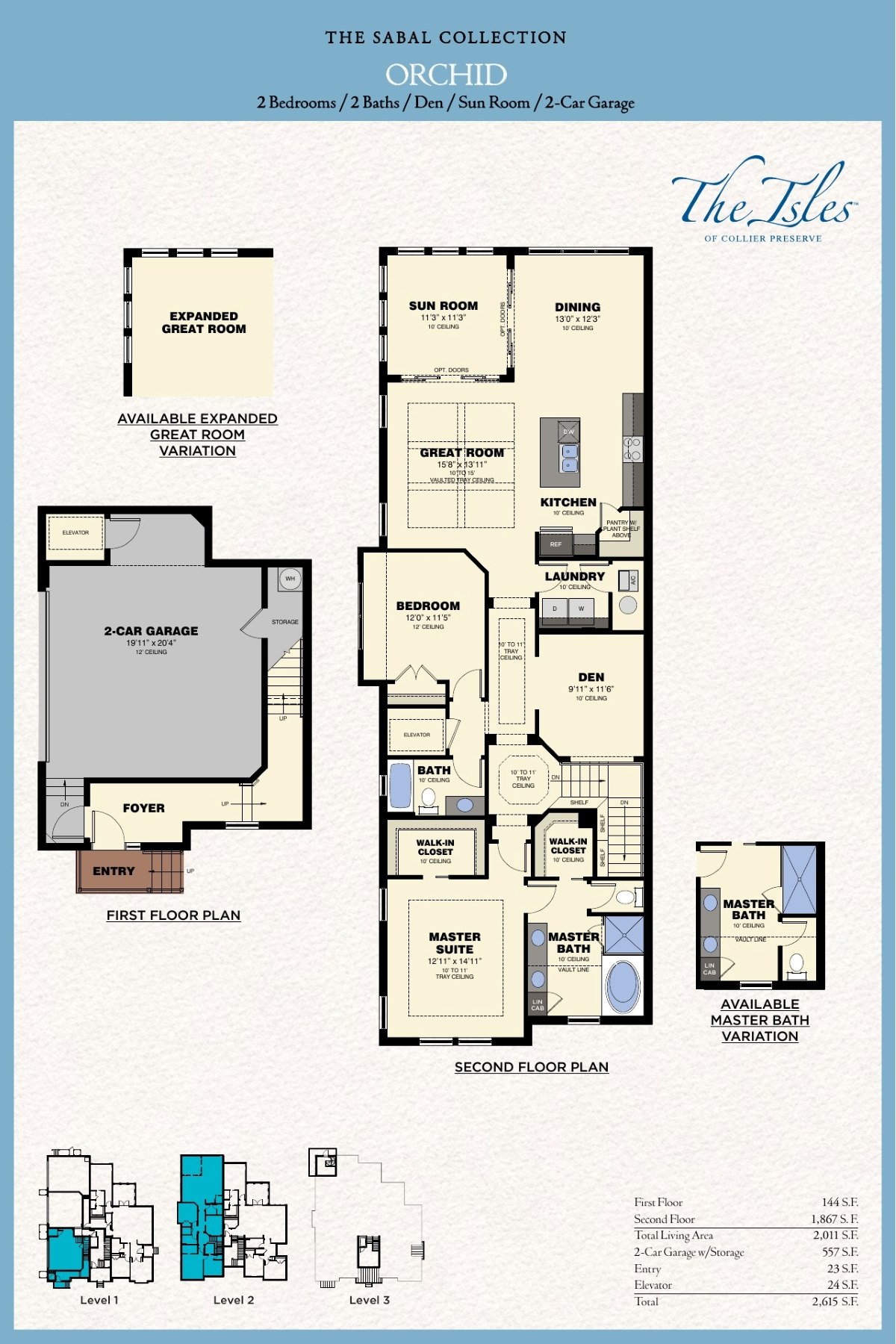 Orchid Sabal coach home floor plan
