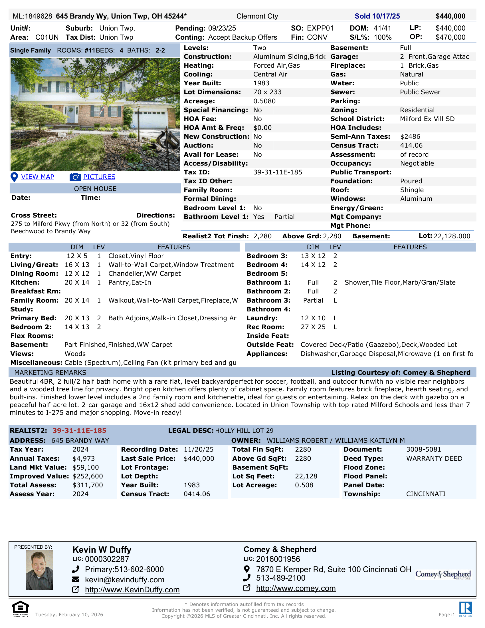 645 Brandy Wy, Union Twp, OH 45244