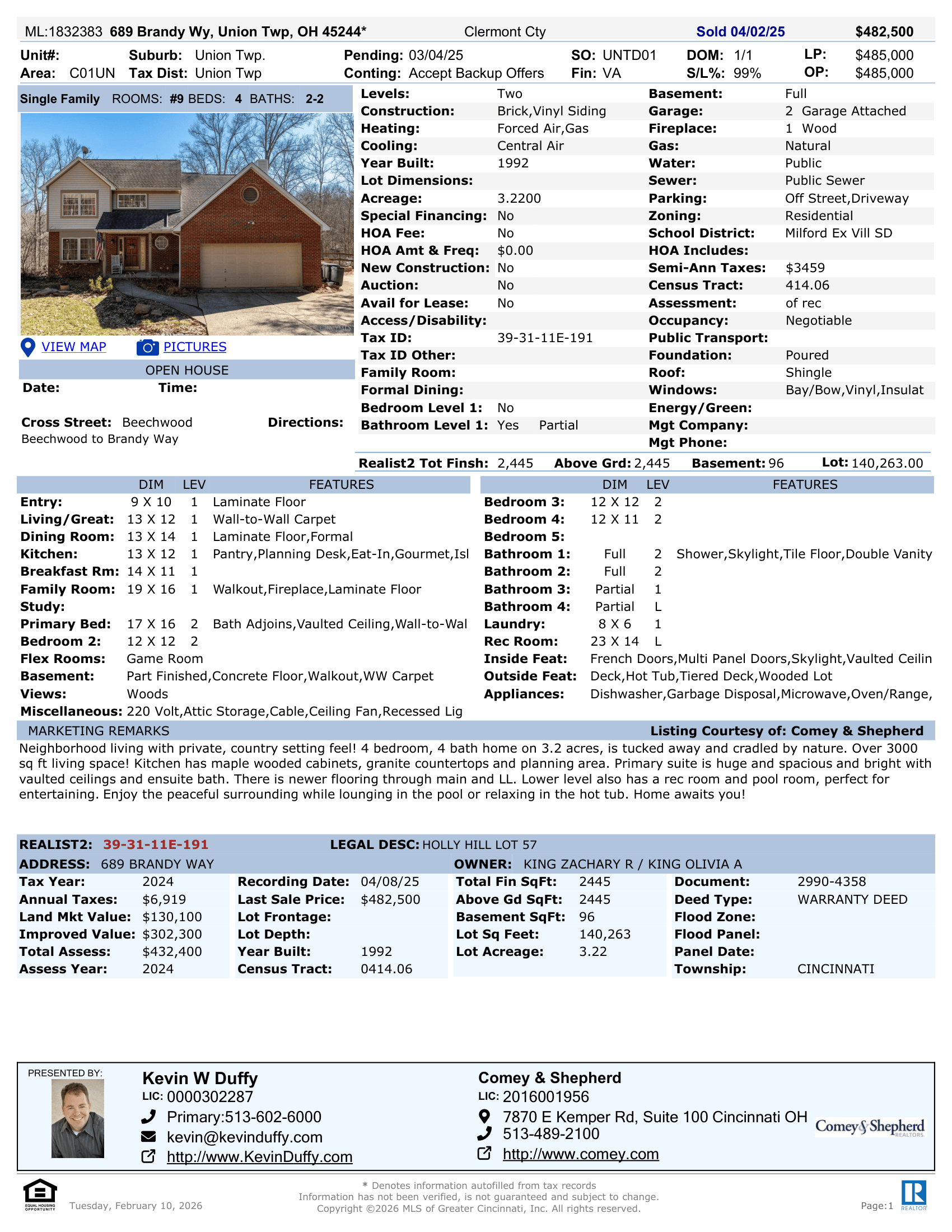 689 Brandy Wy, Union Twp, OH 45244