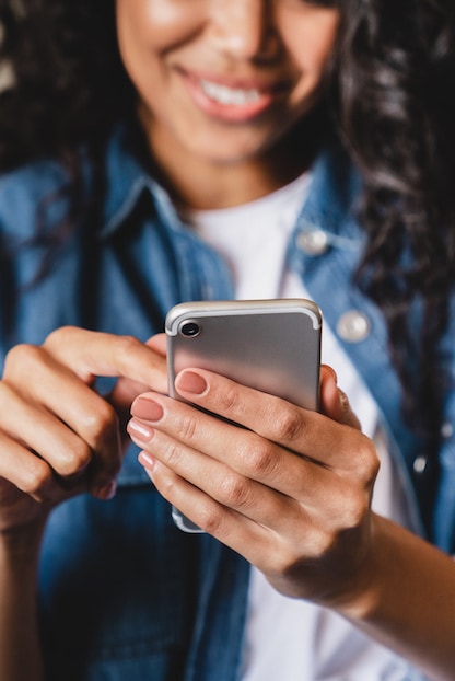 woman using phone