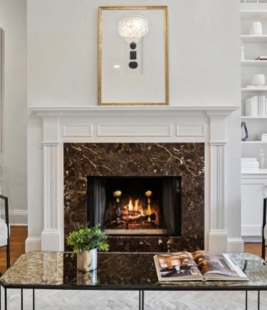 An elegant marble fireplace