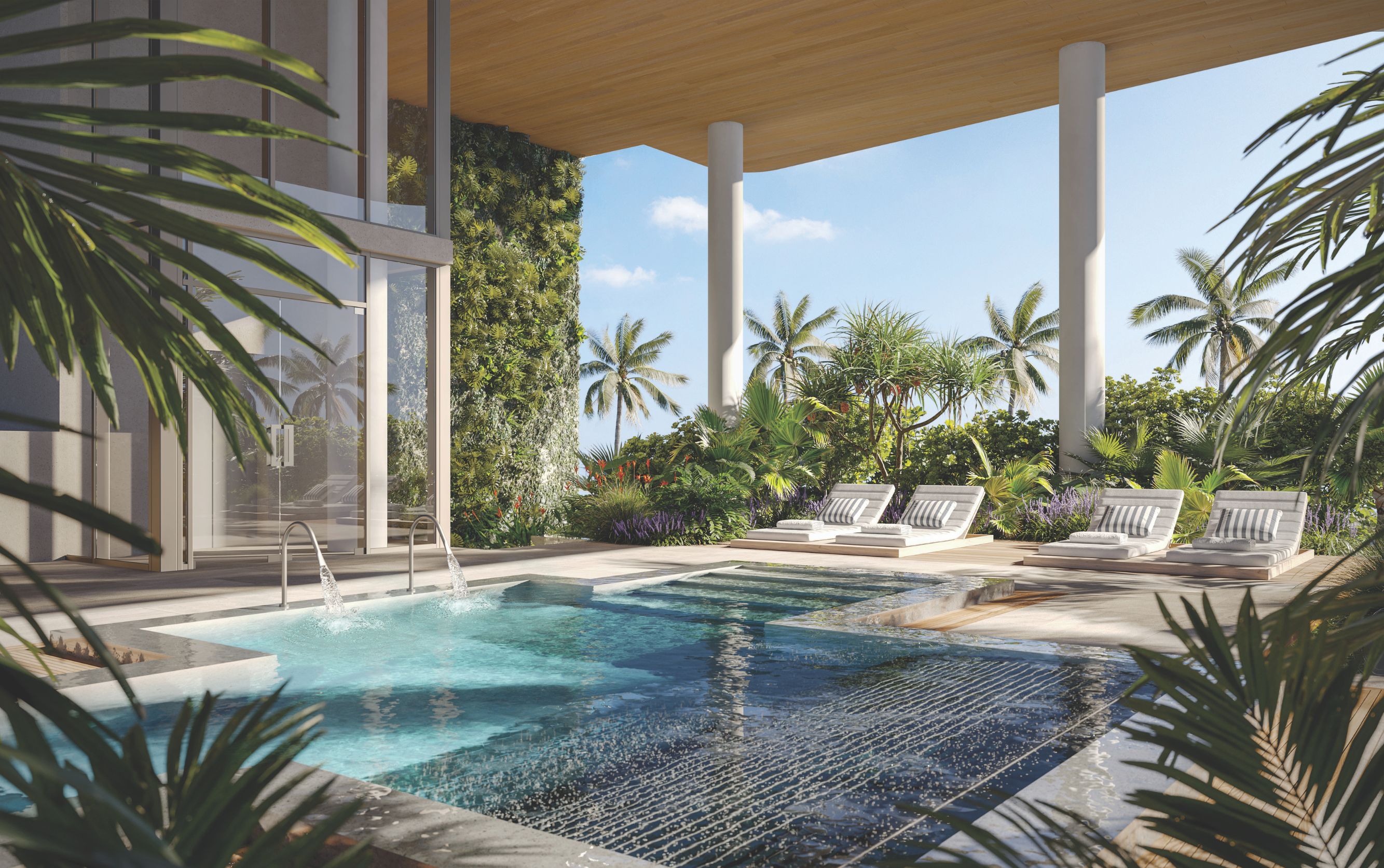 view across pool to ocean