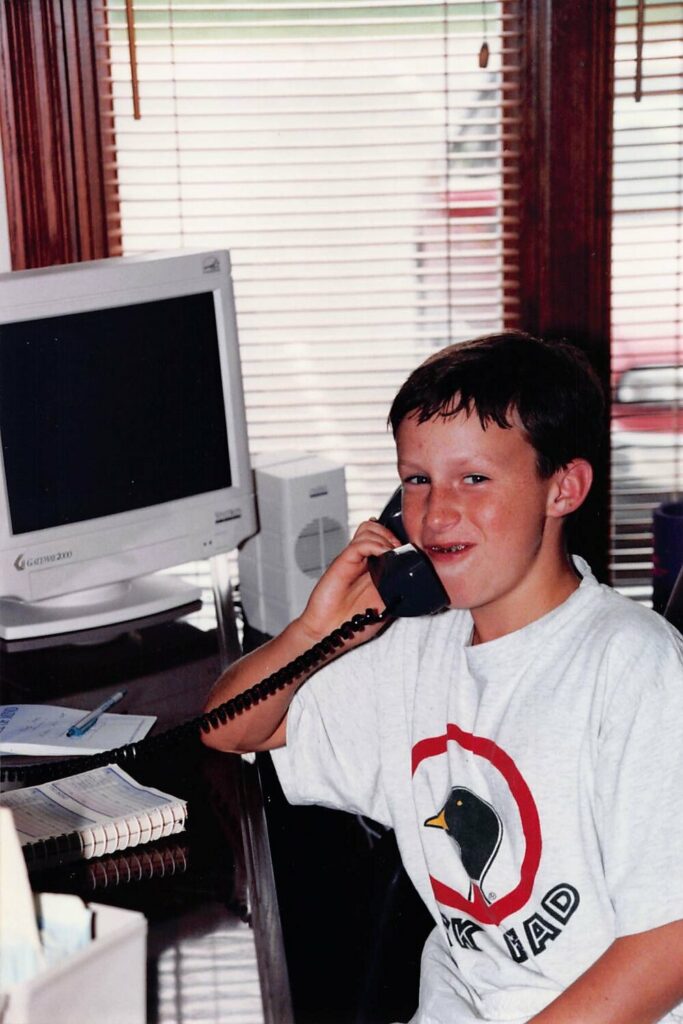 Young Chris answering the phone