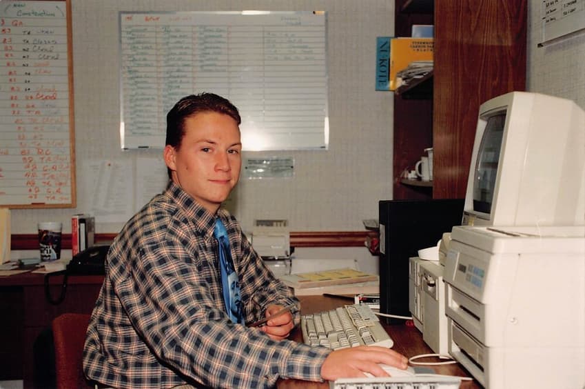 Pat at his desk