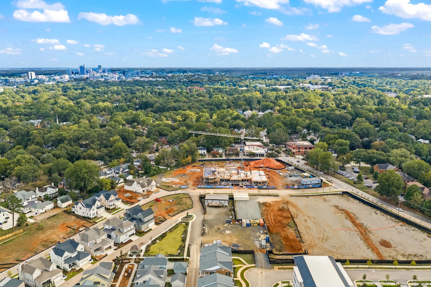 Wide aerial view of area