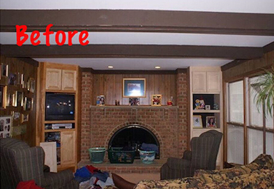 before shot of a den and kitchen