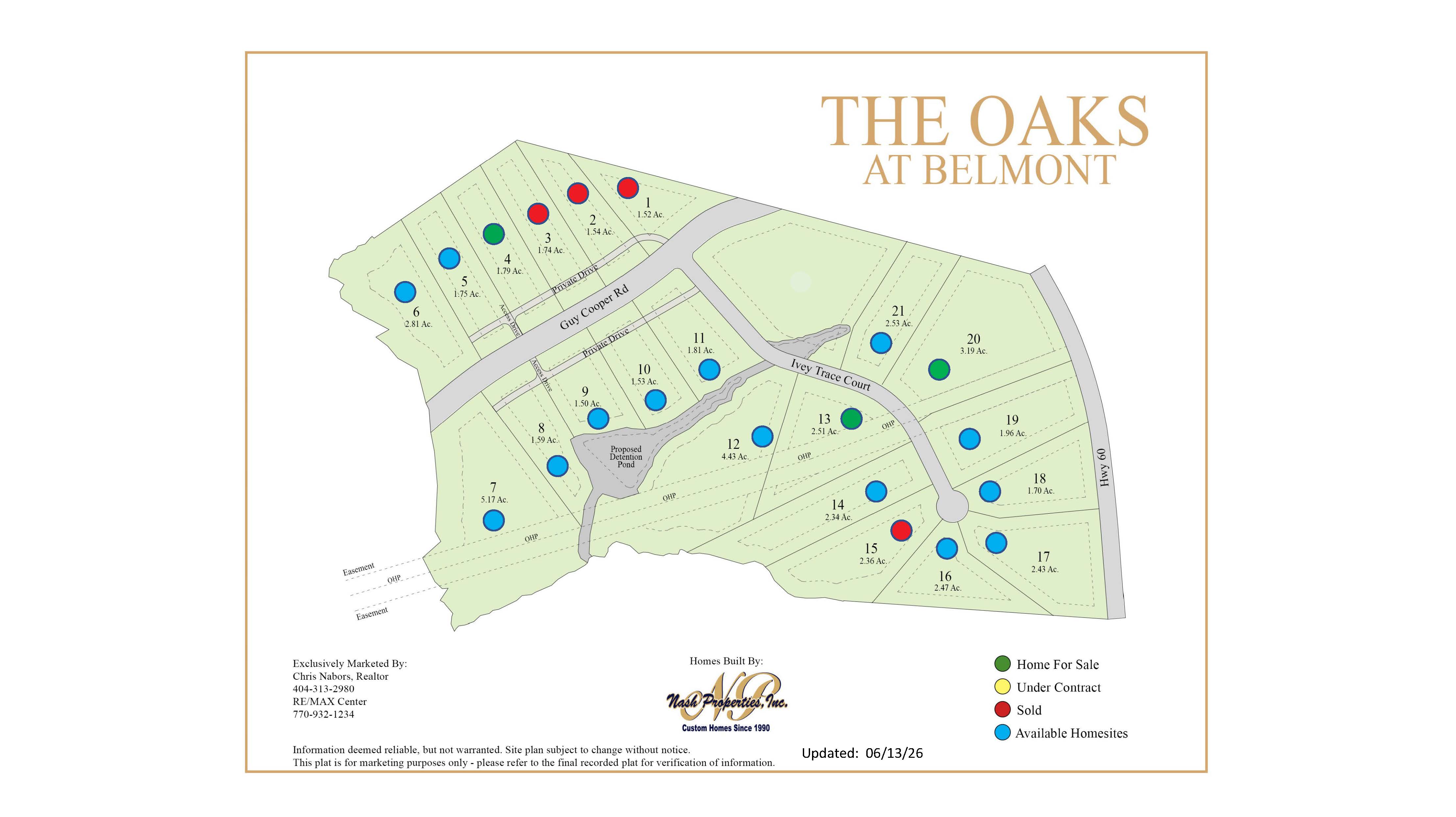Site Plan for The Oaks At Belmont