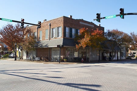 Ashworth's drugstore viewed from the corner in Downtown Cary.